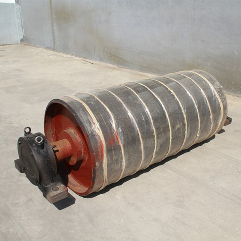 Long Distance Belt Conveyor Diamond Shape Rubber Lagging Pulley